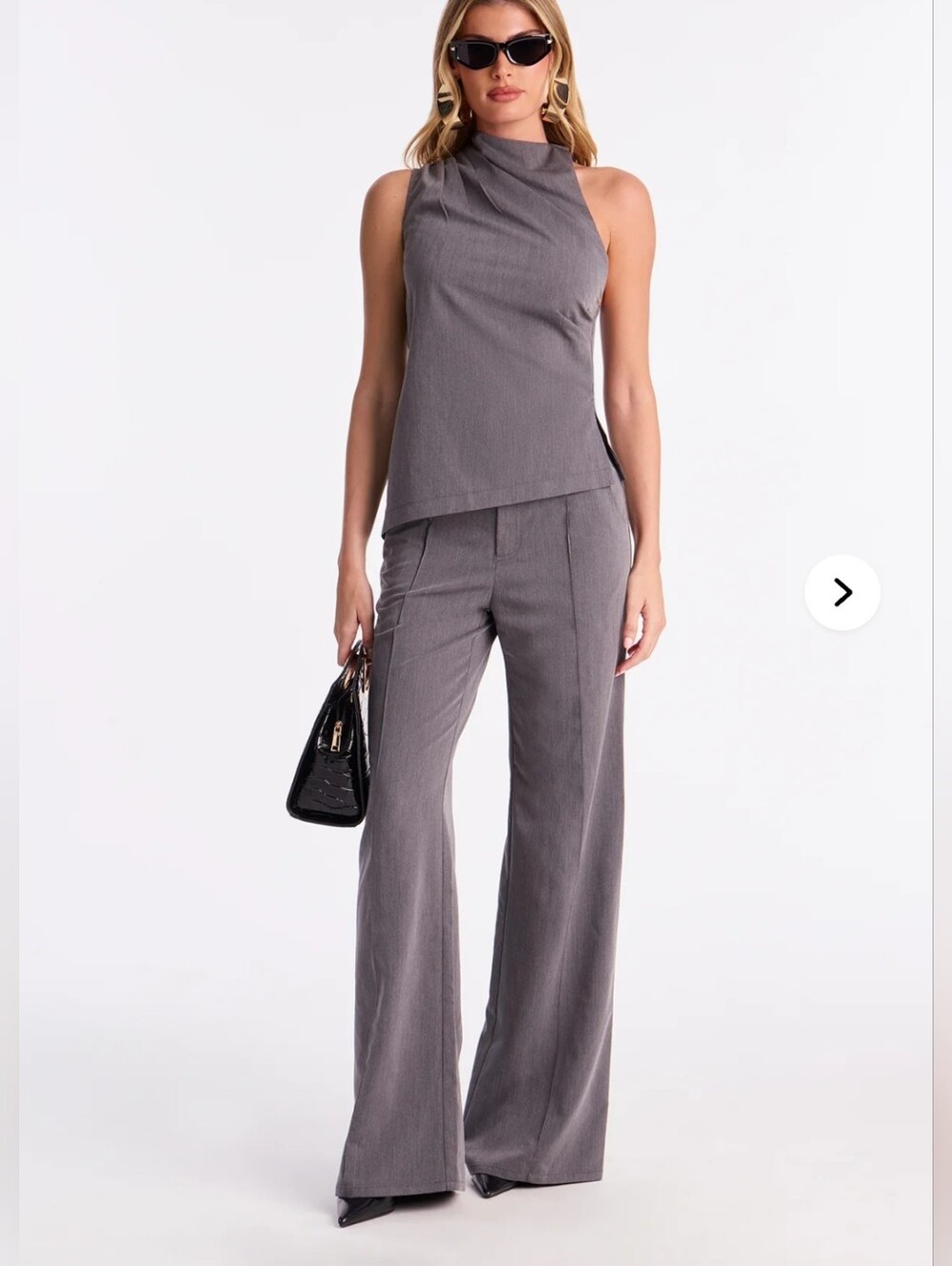 Fashion Nova Grey Sleeveless Wide-Leg Set